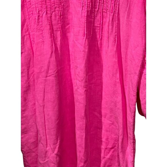 Vineyard Vines Womens Small Pink Pleated Tunic Top 100% Linen Long Sleeve - Picture 2 of 8